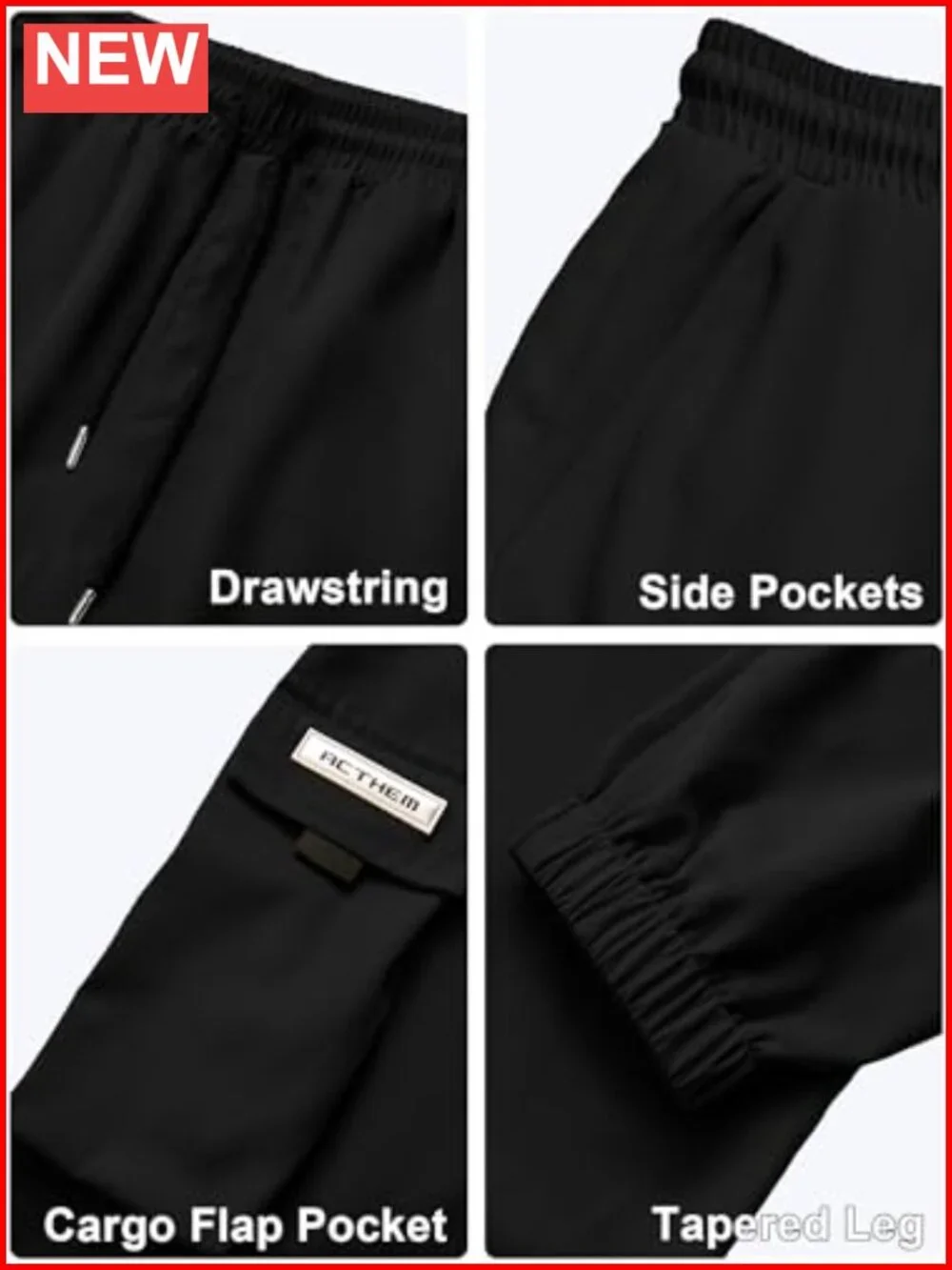 Cargo Joggers with Elastic Waist and Flap Pockets